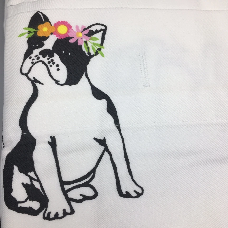 Cortina de Ducha Cynthia Rowley Boston Terrier Floral Frenchie Bulldog Negro Blanco Foto 3 de 4