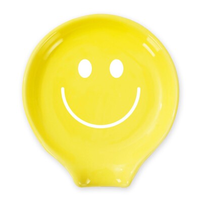 Whaline Happy Face Spoon Rest Yellow Smile Face Ceramic Spoon Holder Boho Fac...