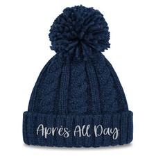 Image of Apres All Day Cable Knit Beanie Melange Skiing Gifting Her Embroidery Trip Wi...