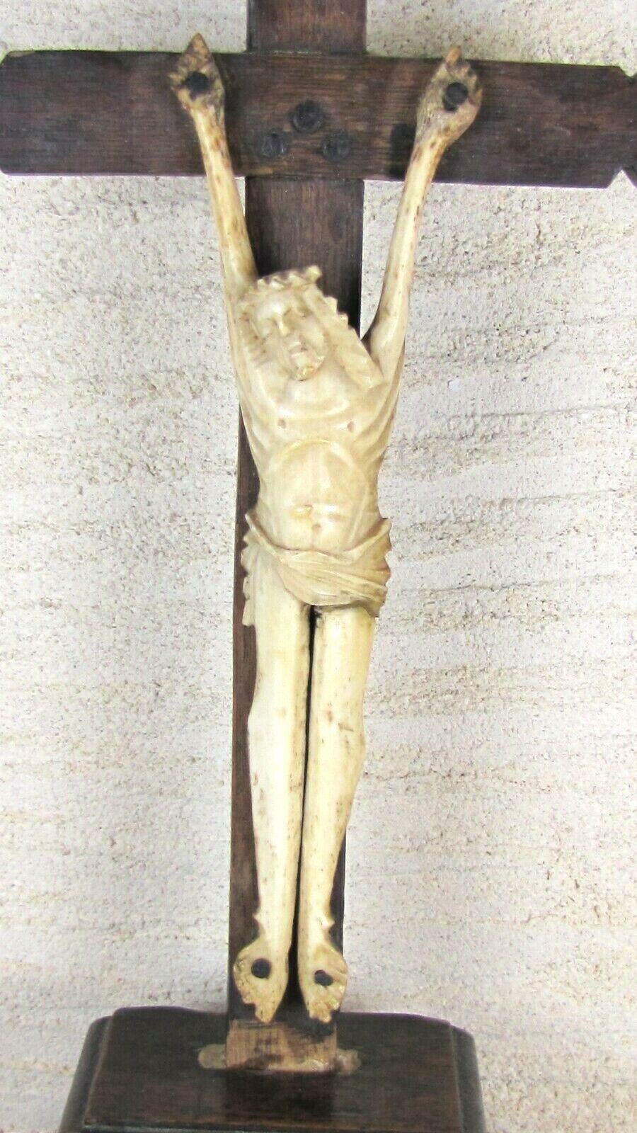 Crucifix Christ Janseniste Os Bovin Support Bois Palissandre Xviieme | Ebay
