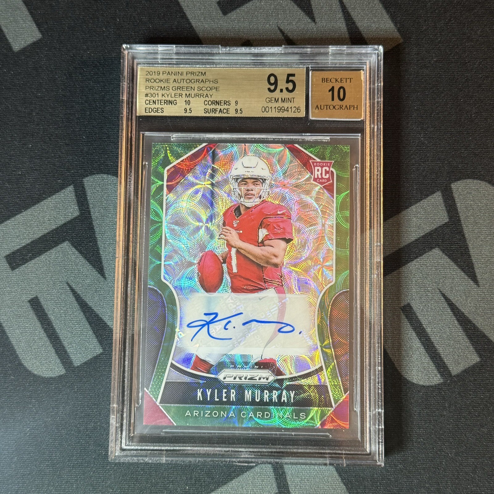 2019 Panini Prizm Kyler Murray Rookie Green Scope Auto /75 BGS 9.5/10 #301