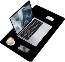 Niviy Ergonomic Mouse Pad with Wrist Rest, Large Faux Leather Desk Mat, Black