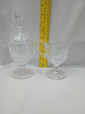 Vintage Cut Clear Glass Creamer & Sugar Set