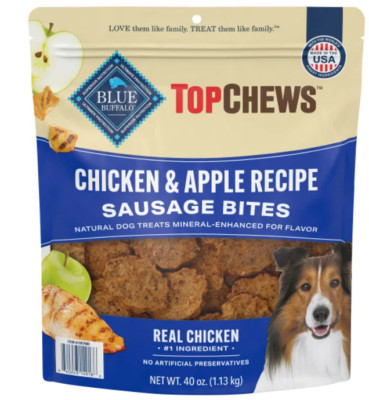 Blue Buffalo Top Chews Chicken & Apple Recipe 100% Natural Dog Treats 40 oz