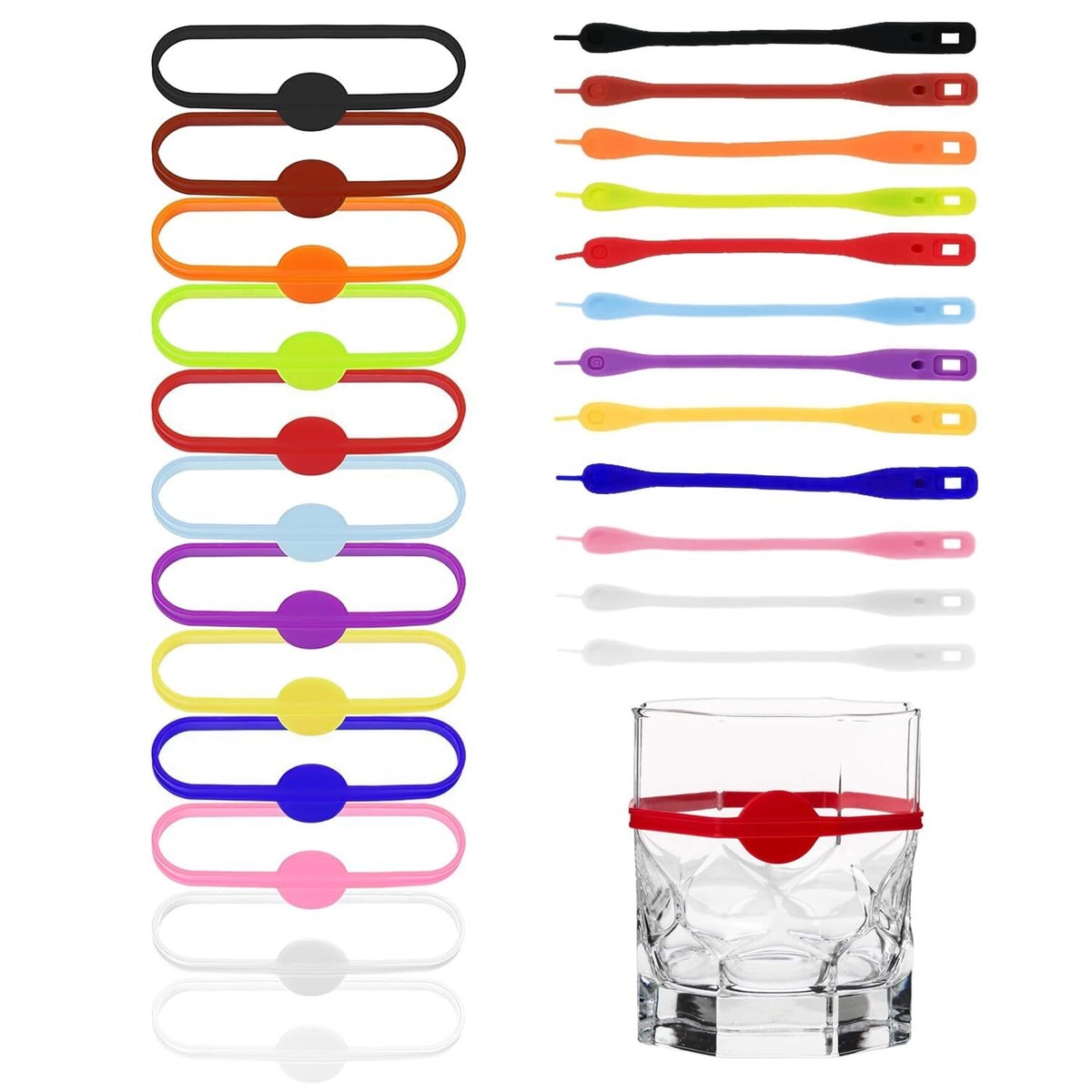 AIUNBEST 86 Stück Glasmarker - Wiederverwendbare Silikon Marker Für Gläser