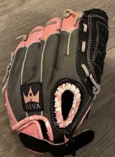 Louisville Diva Pink Black 9.5  Girls Youth Softball Glove RHT Mitt Left worn
