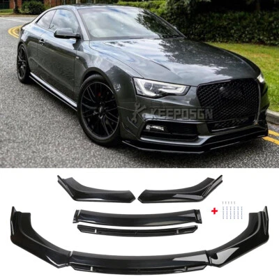 For For AUDI A3 A4 A5 S4 Q3 Q5 Gloss Black Front Bumper Lip Splitter Spoiler Kit