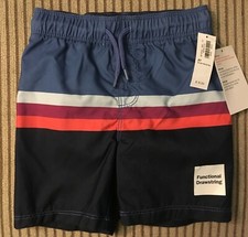 NWT Boy's Old Navy Blue Swim Trunks with Accent Stripes - UPF 50 - Size 2T