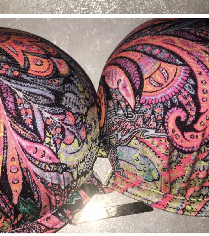 Victoria's Secret 34B RARO Bombshell Halter Bikini Top Paisley Estampado Multicolor Foto 4 de 4