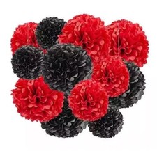 6 Packs Black Red Hanging Pom Poms Decorations EASY Valentine s Day Shipsfast
