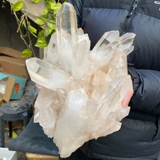 16.3lb Natural White Clear Quartz Crystal Cluster Raw Healing Specimen