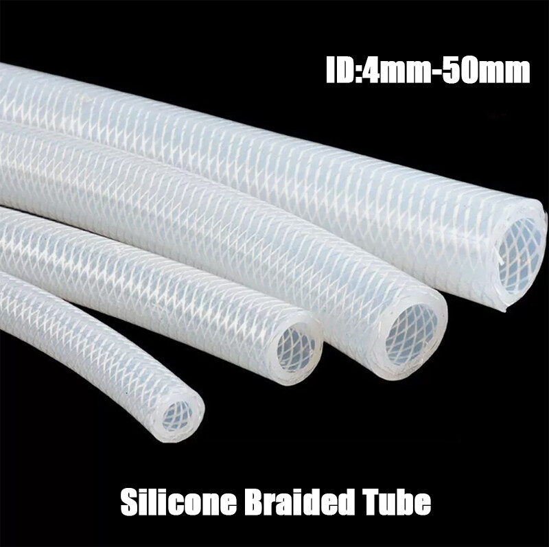 Silicone Tube Hose Pipe Clear Braided Tube Reinforced Water Liquid Oil 4mm-50mm