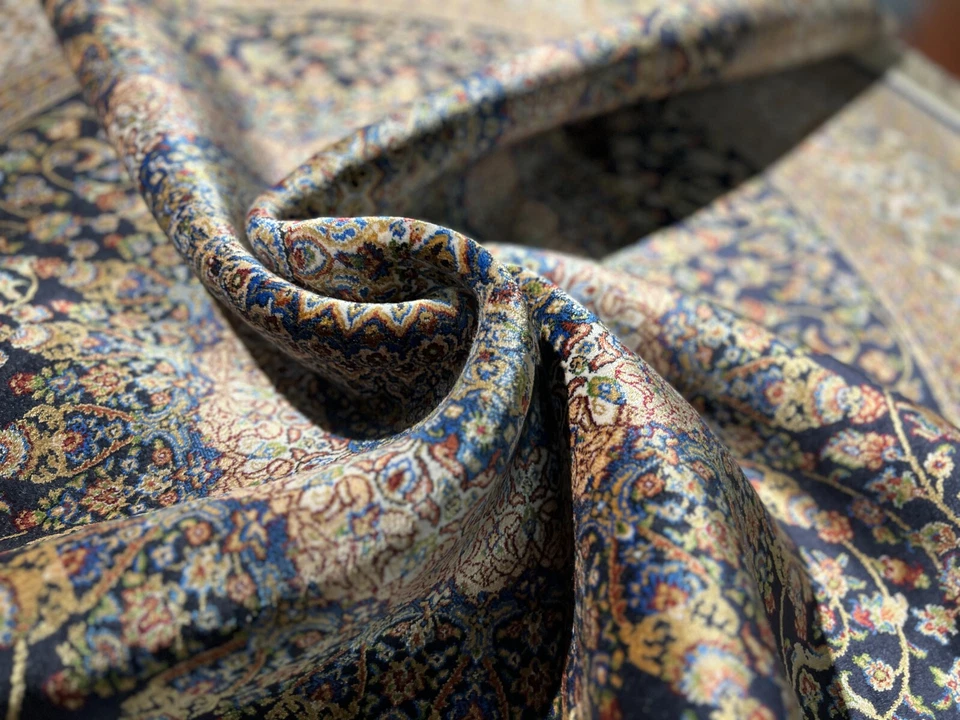 5x5 ft Dark Round Silk Rug – Vintage Circle Rug for Home Decor, Large Size - Image 3 of 4