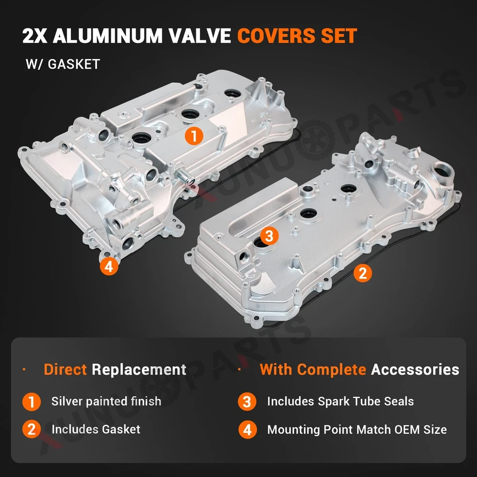 2x Valve Covers Set for 2007-2016 Toyota Sienna Camry Highlander 3.5L Non-Hybrid - Image 4 of 4