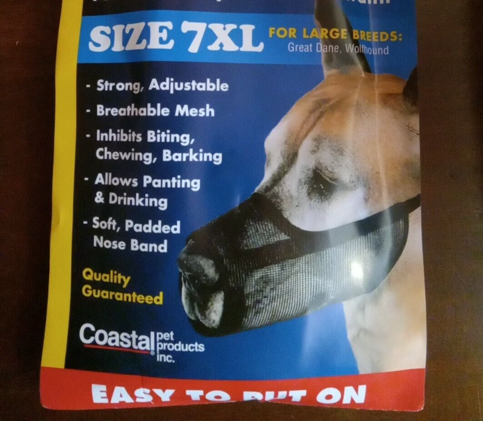 Hocico de malla costera para perro talla 7XL negro fácil de poner mejor ajuste aseo suave Foto 2 de 4