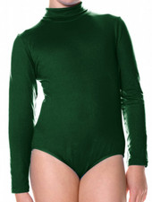 NEW Danskin Girl's Large 12-14 Forest Green TurtleNeck Long Sleeve Leotard 2909