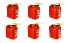 6 Pack No-Spill Easy Pour 2 1/2 Gallon Gas Cans
