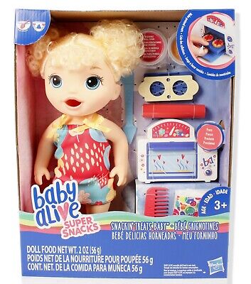 Puntuación emitir Picante Hasbro Baby Alive Snackin� Treats Baby with Blonde Curly Hair for sale  online | eBay