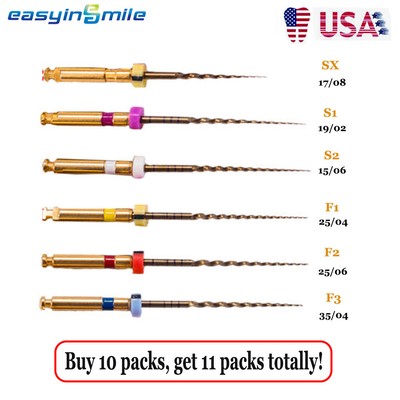6pcs Dental Endo Rotary Files Endodontic Niti X-pro Gold Taper Files 21/25/31mm