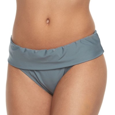 N Good Karma Silver Grey Fold-Over Scoop Swim Bikini Bottoms Swimwear #NE116387Y