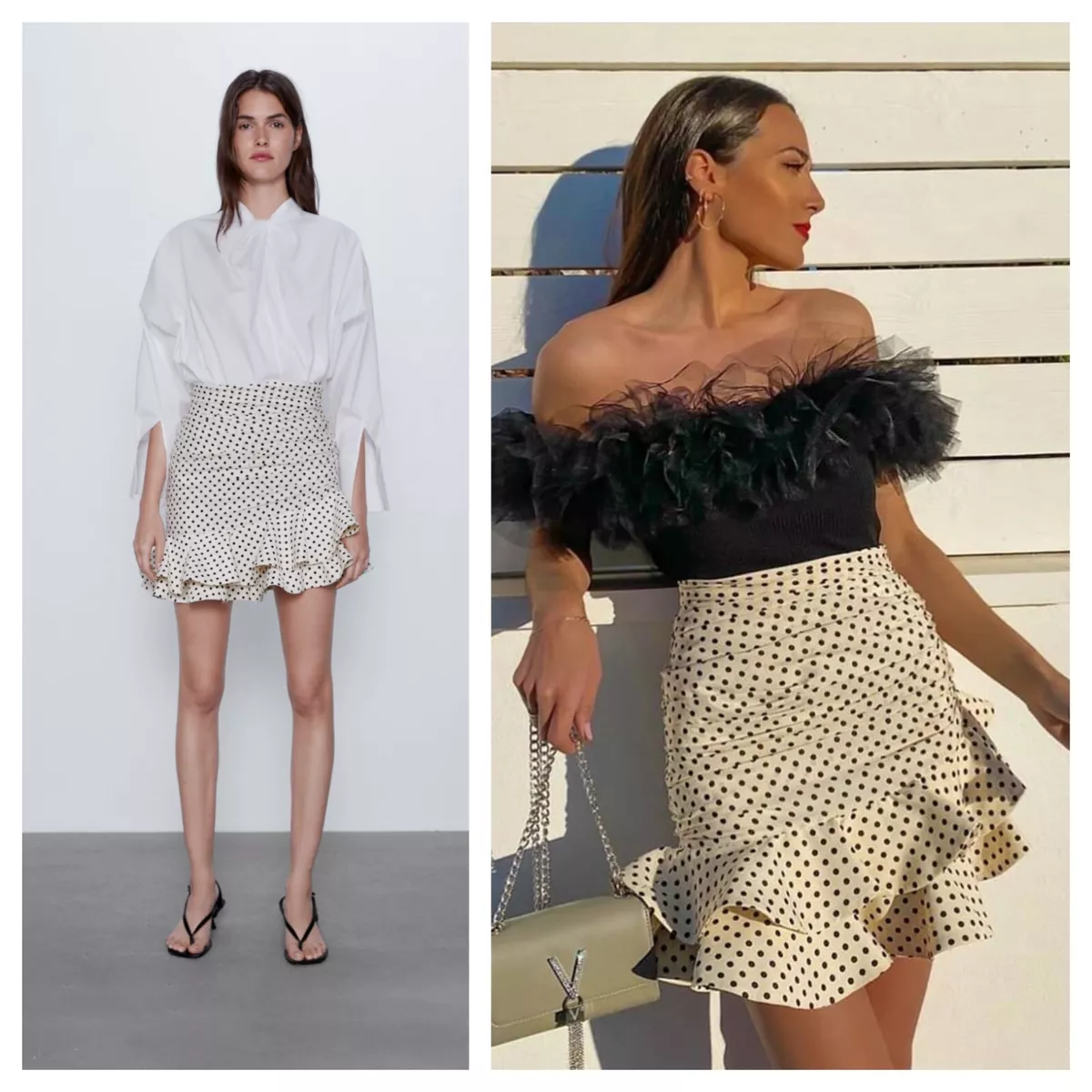 White ruffle skirt shop zara