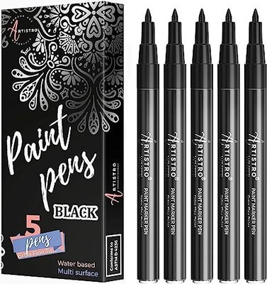 ARTISTRO Black Paint Pens for Rock Painting  Stone  Ceramic  Glass  Wood  Tire