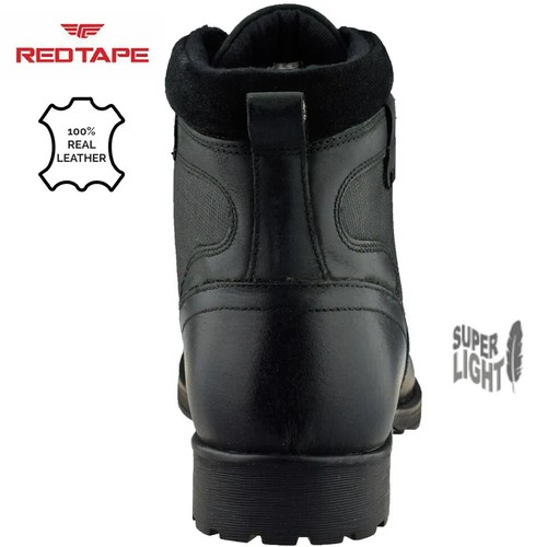 Hombres Cuero Cinta Roja Estilo Militar Ejército Motociclista Trabajo Tobillo Chelsea Botas Zapatos - Imagen 10 de 19