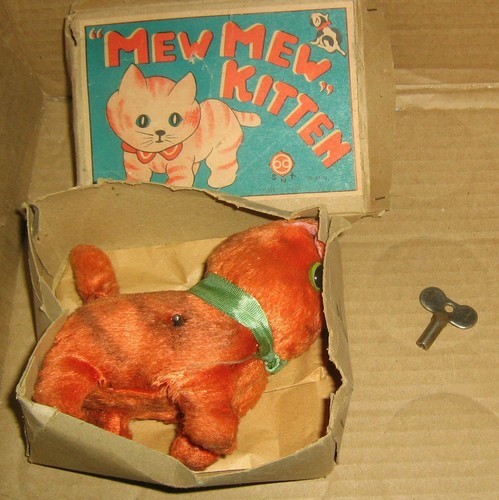 Vintage S.N.K. Metal Wind-Up Mew-Mew Kitten,Cat,Box,Made in Occupied Japan,Rare - 第 9/10 張圖片