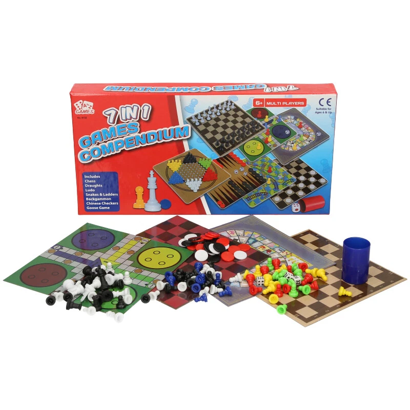 7 In 1 Games Set Compendium Chess Draughts Ludo Goose Backgammon Snakes Ladders - Image 3 of 4