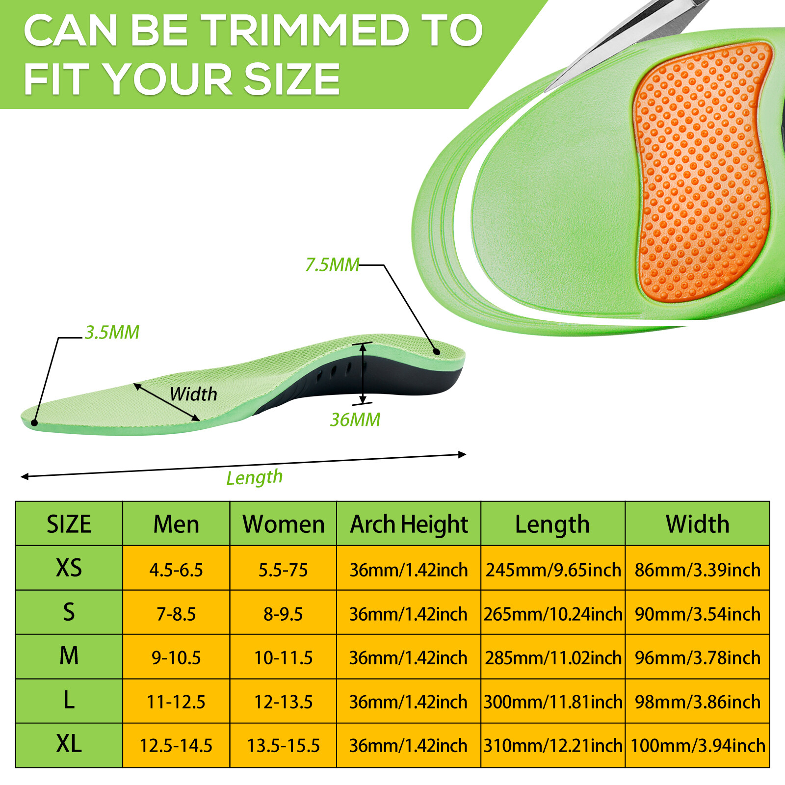 Xstance Insoles Plantar Fasciitis Arch Support Insoles Work Boot Insoles Unisex Ceconsum