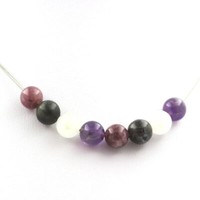 A Bijoux Natursteine Collier Perlen Lepidolith Labradorit