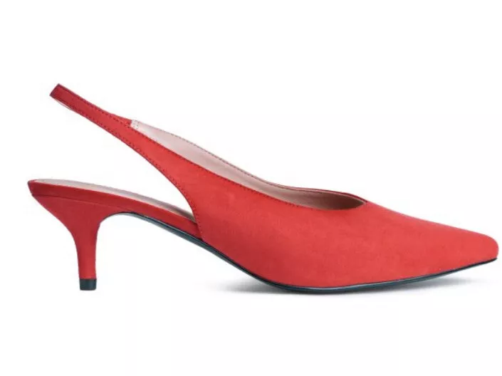 H M Red Faux Suede Slingback Kitten Heels Size 39 eBay