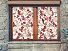 3D Red A72 Christmas Window Film Print Sticker Cling Stained Glass Xmas Zoe