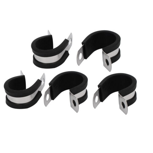 18mm Dia EPDM Rubber Lined P Clips Cable Hose Pipe Clamps Holder 5pcs - Picture 1 of 3