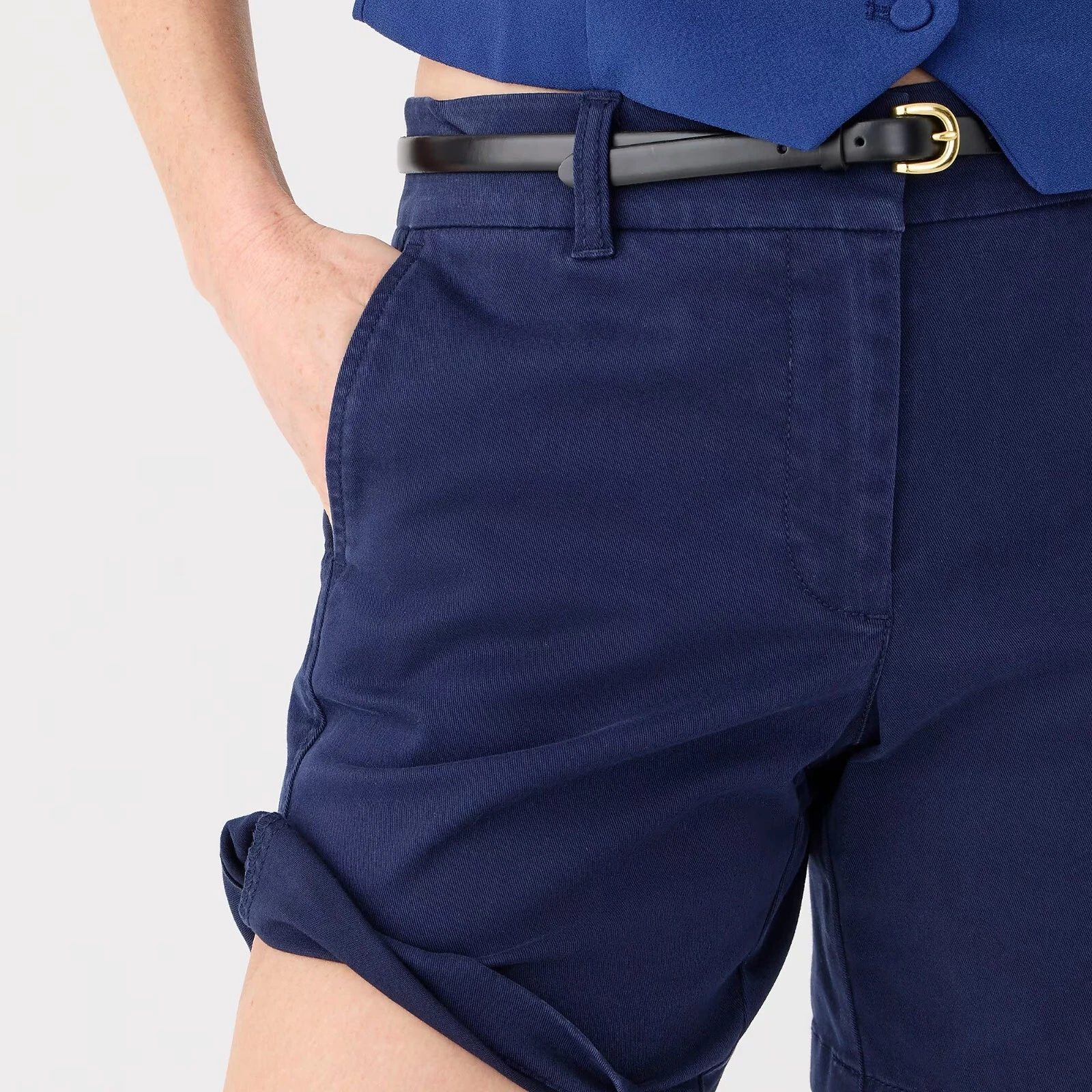 NEW J Crew Womens Stretch Cotton Chino Shorts 7" Navy Blue Summer Spring 12 NWT