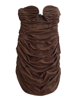 LEAU London Mesh Mini Dress in Brown | eBay