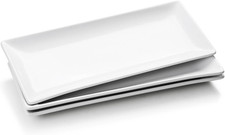 Set Di 3 Piatti Da Portata Rettangolari, Vassoio Da Portata Bianchi 36X15 Cm, Pi