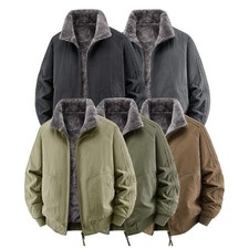 Men's autumn and winter new casual double-sided warm jacket with added fleece