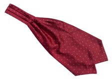 Men's Burgundy Red Self Cravat Tie Polka Dot Satin Ascot for Wedding Annivers...
