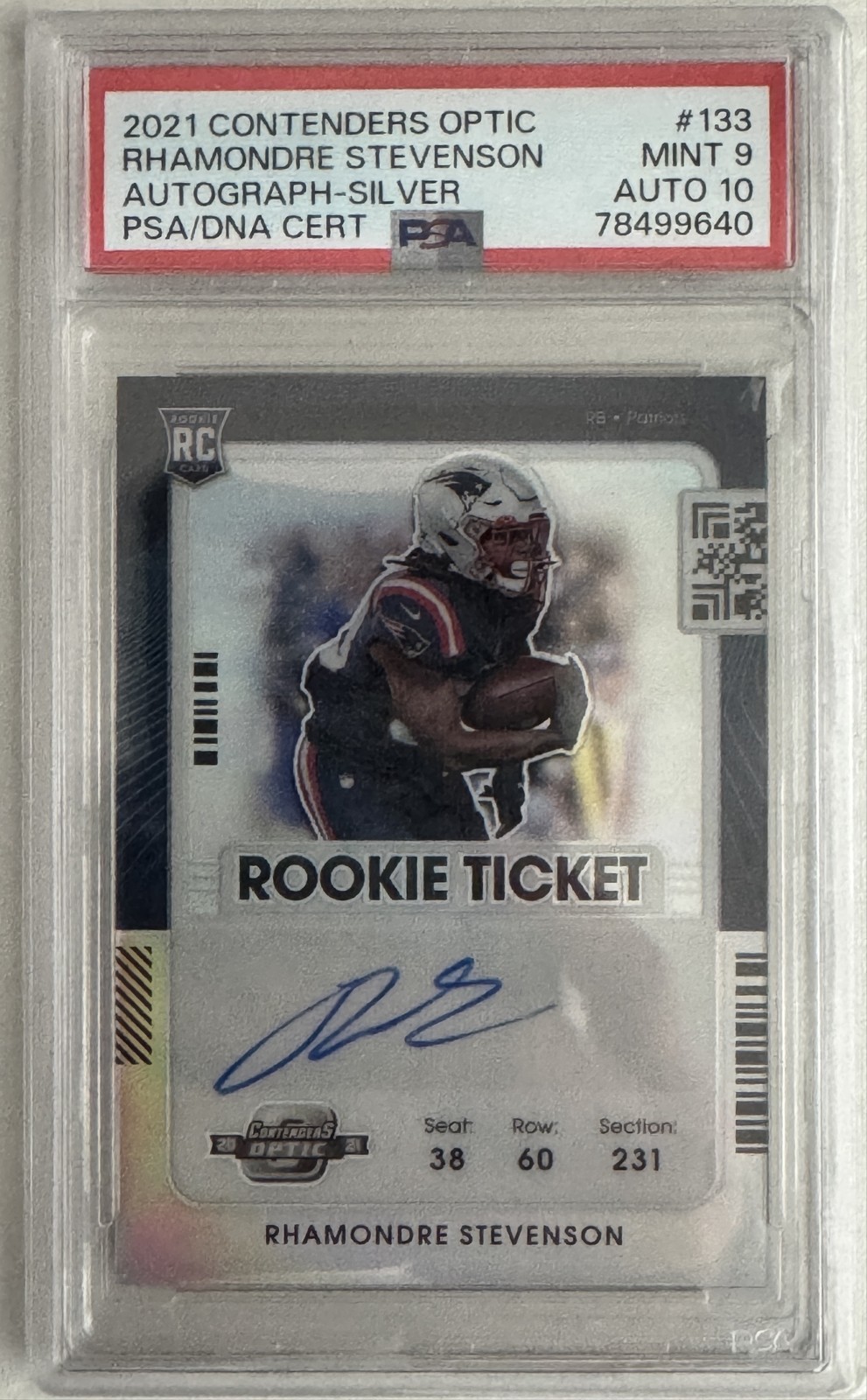 Rhamondre Stevenson Panini Contenders Optic #133 Autograph-Silver