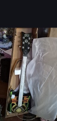  Schecter Electric Guitar Black Solid Body 6 String Jägermeister.