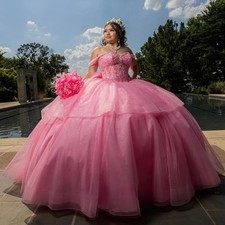 Fairytale Quinceanera Dresses Large Bow Appliques Off the Shoulder Diamond Robe