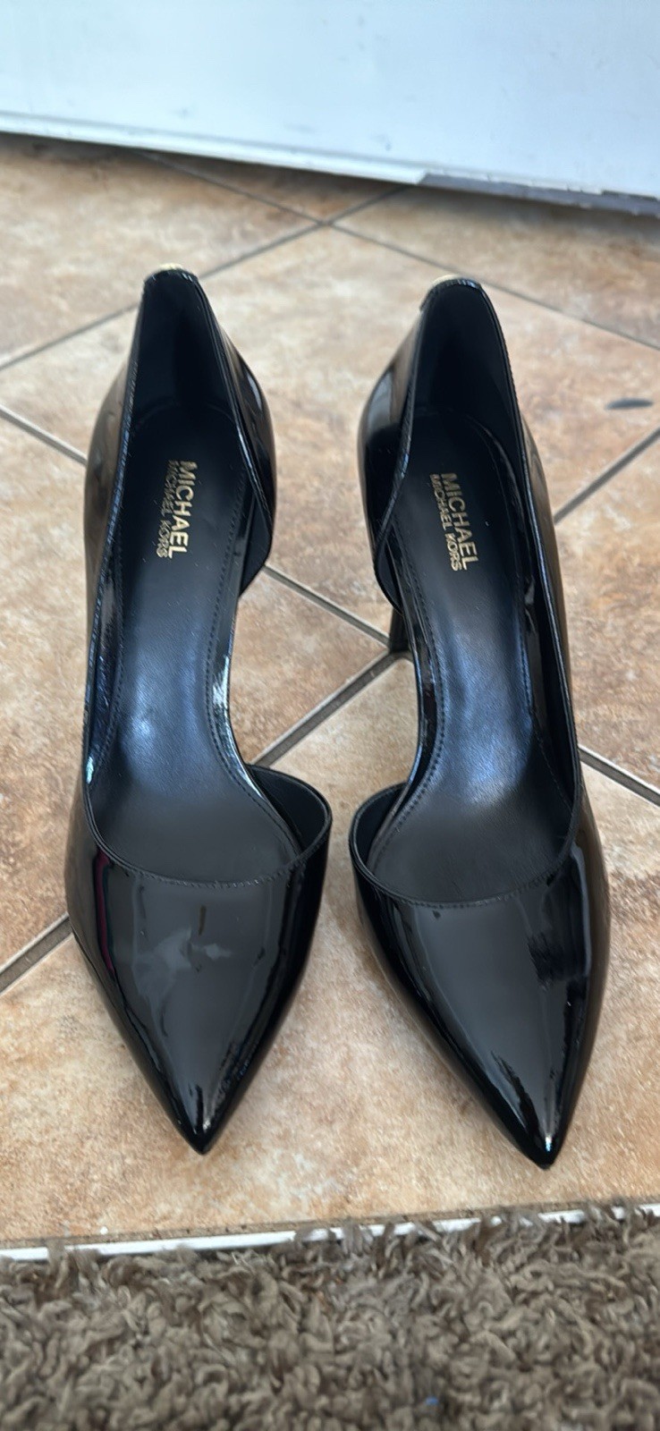 Michael Kors Patent Leather D'Orsay Pointed Toe Comfort Heels Black 6.5M