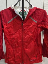 LL Bean Kids Hooded Rain Jacket Size Small 8 Reflective Stripes