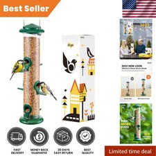 Hanging 6-Port Metal Bird Feeder for Attracting Songbirds  Rustic Green Finish