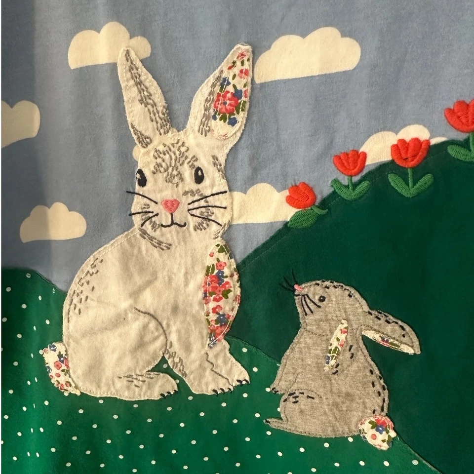 Mini Boden Applique Bunny Mom and Baby Clouds 100% Cotton Size 7-8Y 128cm - Image 3 of 4