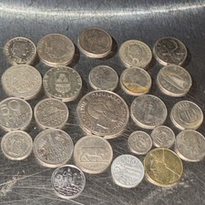 Assorted Circulated European Coins 1985-1996 5 Kroner 1 Mark 50 Pfennig 5 Francs