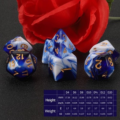 D&D Dobbelstenen Set - 7 Stuks - Polydice - Blauw
