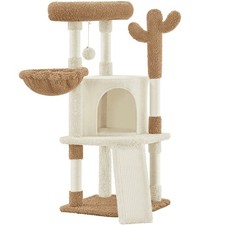 42" Height Cactus Cat Tree W/ Scratching Posts Platform Beige/Brown