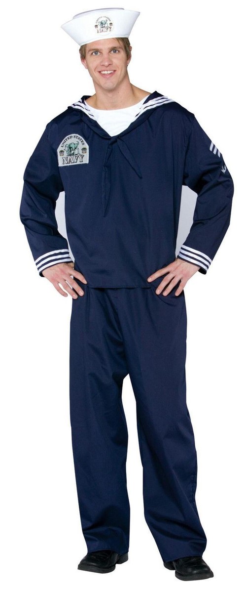Navy Sailor Seaman Military Soldier Uniform Adult Costume With Hat